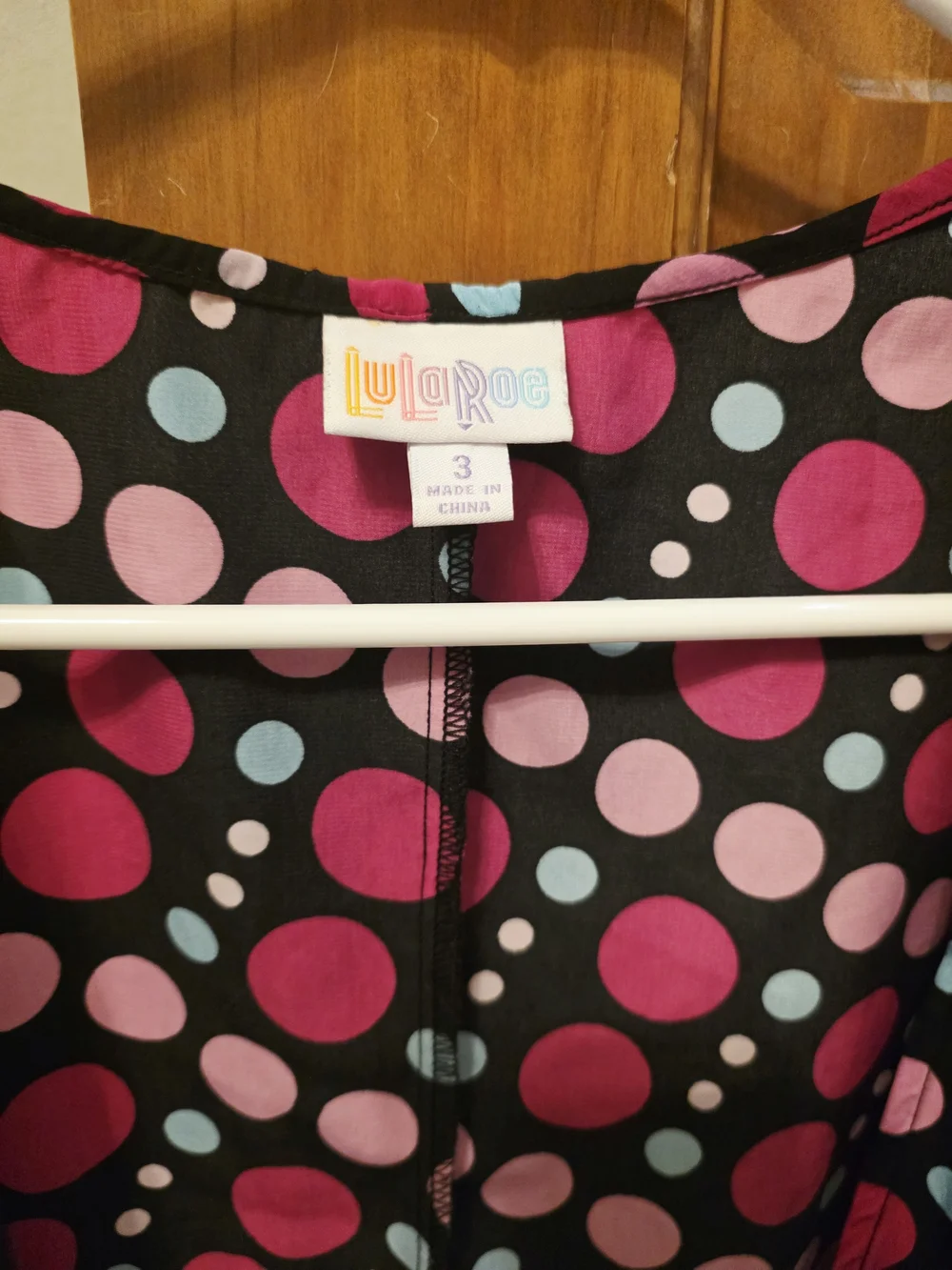 LuLaRoe Kids Open-Front Kimono In Black, Pink and Light Blue Polka Dots